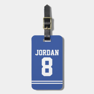 Blue Football Jersey with Number Luggage Tag