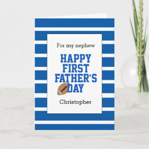 Blue Football Nephew 1st Father's Day Card