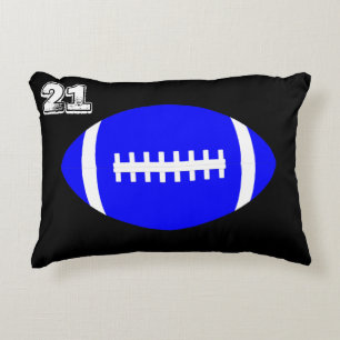 Blue Football Player Custom Jersey Number / Letter Accent Pillow