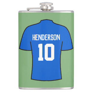 Blue Football Shirt with Name and Number Flask