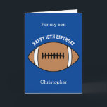 Blue Football Sport 12th Birthday Card<br><div class="desc">A blue personalized football 12th birthday card for son, grandson, nephew, etc. You can easily personalize the front of this sports birthday card with his age and name. The inside card message and back of the card can also be personalized for the birthday recipient. This football birthday card for him...</div>