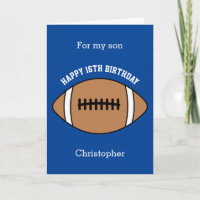 Blue Football Sport 16e carte d'anniversaire