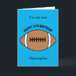 Blue Football Sport 9th Birthday Card<br><div class="desc">A blue football 9th birthday card for son, grandson, nephew, etc. You can easily personalize the front of this sports birthday card with his age and name. The inside card message and back of the card can also be personalized for the birthday recipient. This would make a fun personalized birthday...</div>