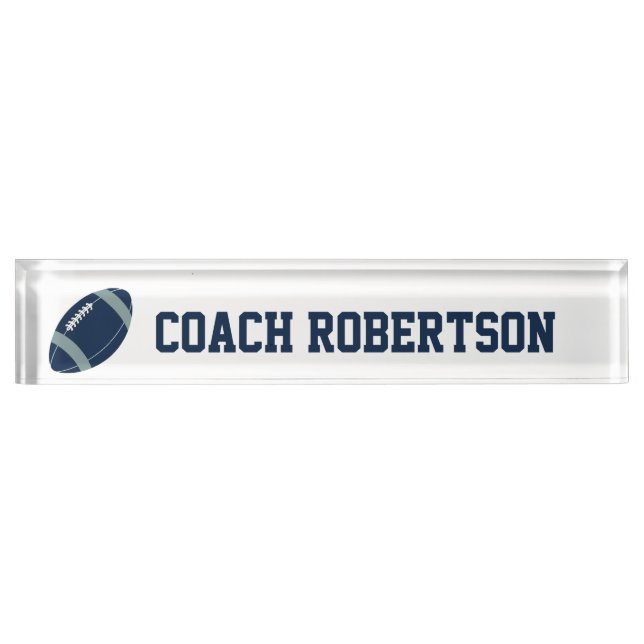 Blue Football Themed Personalized Nameplate (Front)