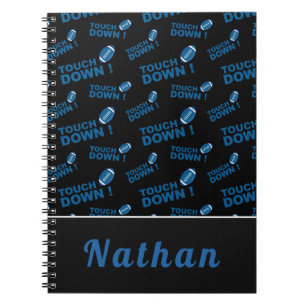 Blue Football Touch Down Typography Personalized   Notebook