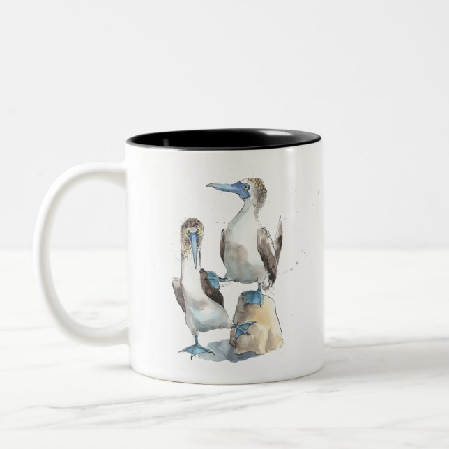 Blue footed boobies, comical booby Bird Two-Tone Coffee Mug (Left)