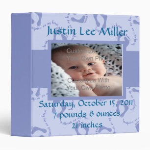 Blue Footprint Baby Photo Binder Album / 1.5 inch