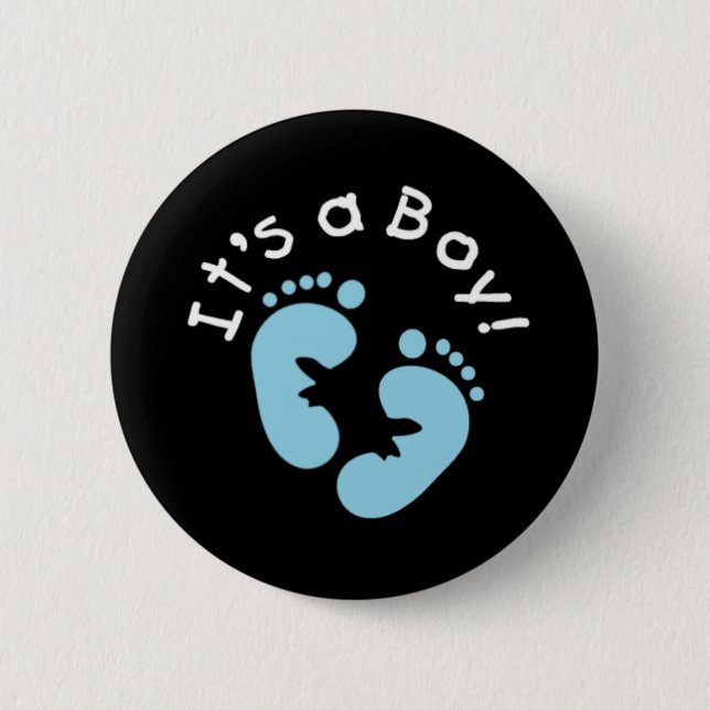 Blue Footprints It's a Boy 2 Inch Round Button (Front)