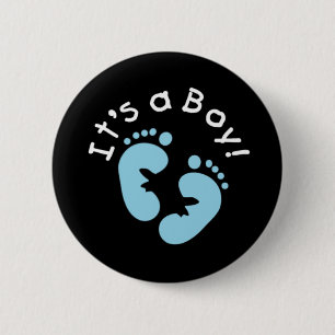 Blue Footprints It's a Boy 2 Inch Round Button