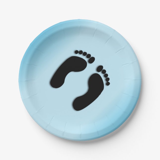 Blue Footprints Paper Plate (Front)