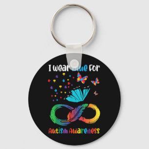 Blue For Au Awareness Infinity Butterfly Women Men Keychain
