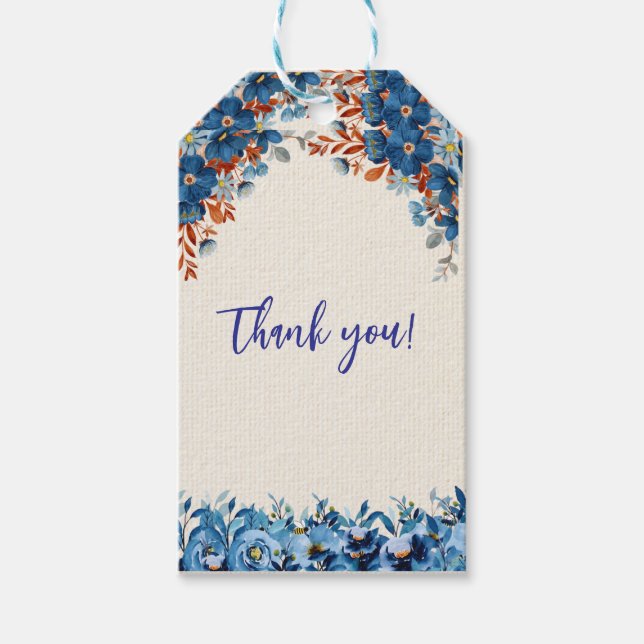 Blue Foral  Gift Tags (Front)
