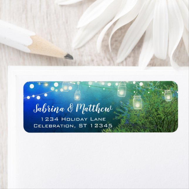 Blue Forest Mason Jar Lights Adresse de retour (En situation)