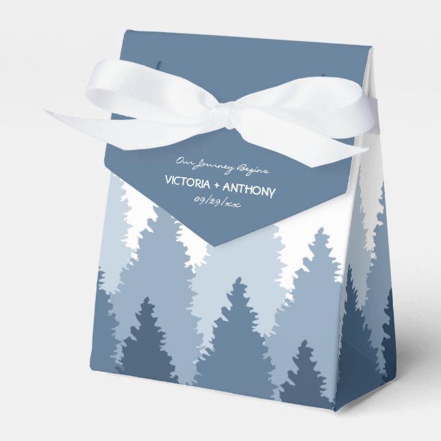 Blue Forest Range Woodland Wedding Favor Box (Front Side)