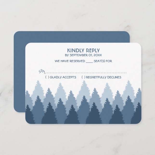 Blue Forest Range Woodland Wedding RSVP (Devant / Derrière)