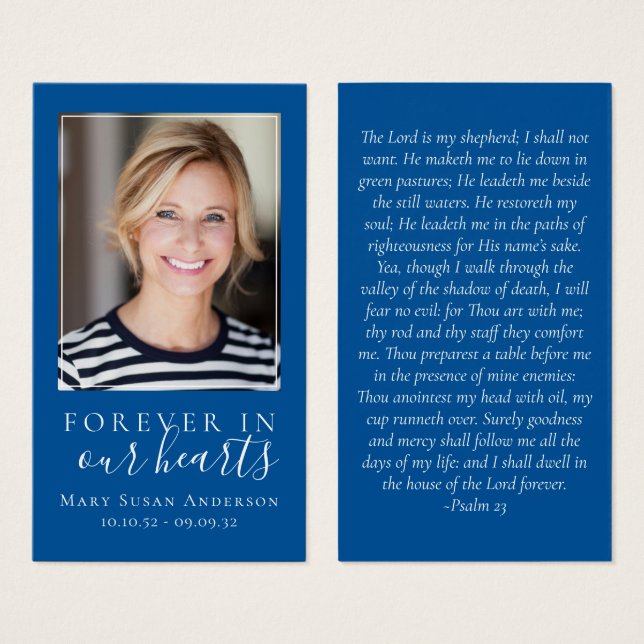 Blue Forever in Our Hearts Memorial Card (Front & Back)