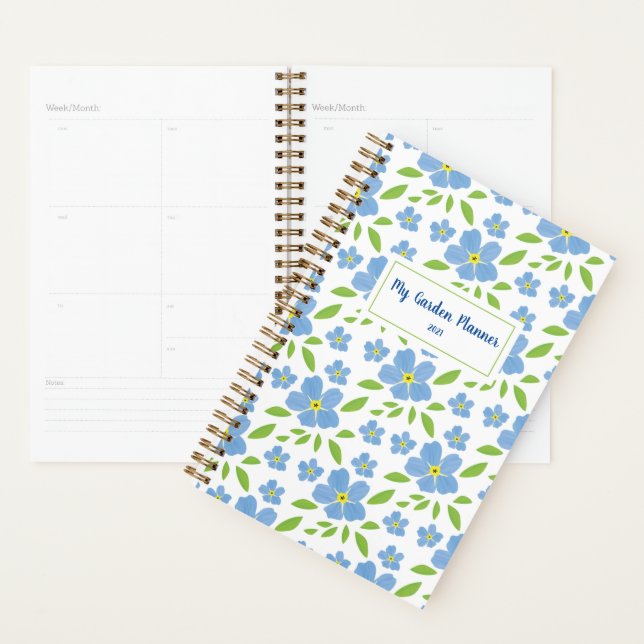 Blue Forget-Me-Knot Floral Personalized Garden Planner (Display)