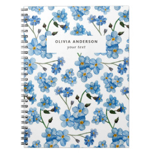 Blue Forget-Me-Not Floral   Botanical Cottagecore Notebook