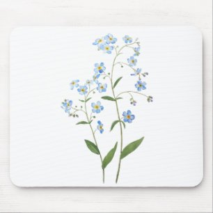 blue forget me not flowers 2021 watercolor mouse pad