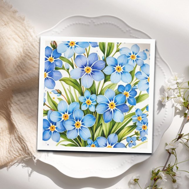 Blue Forget Me Not Flowers Elegant Napkin (Creator Uploaded)