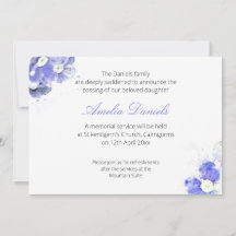 Blue Forget-me-not Funeral Announcement Card