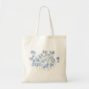 blue forget me not ink and watercolor 2023 tote bag