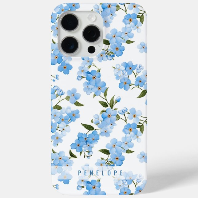 Blue Forget me not  personalized iPhone case   (Back)