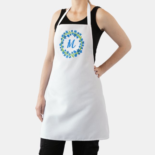 Blue forget-me-not wreath All-Over Print Apron (Insitu)