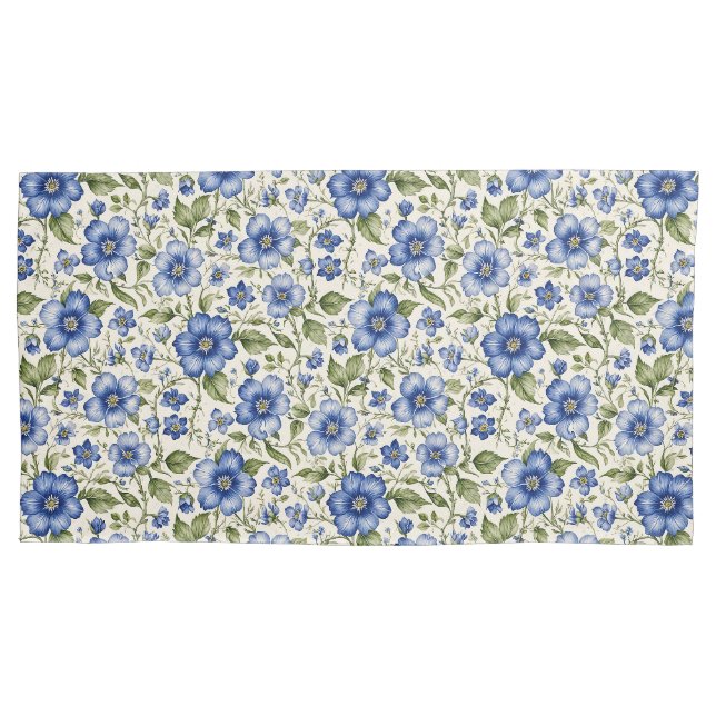 Blue Forget-Me-Nots Floral Fleece  Pillowcase (Front)