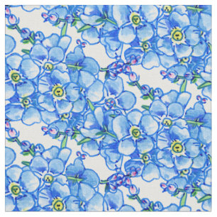 Blue forget-me-nots floral pattern fabric