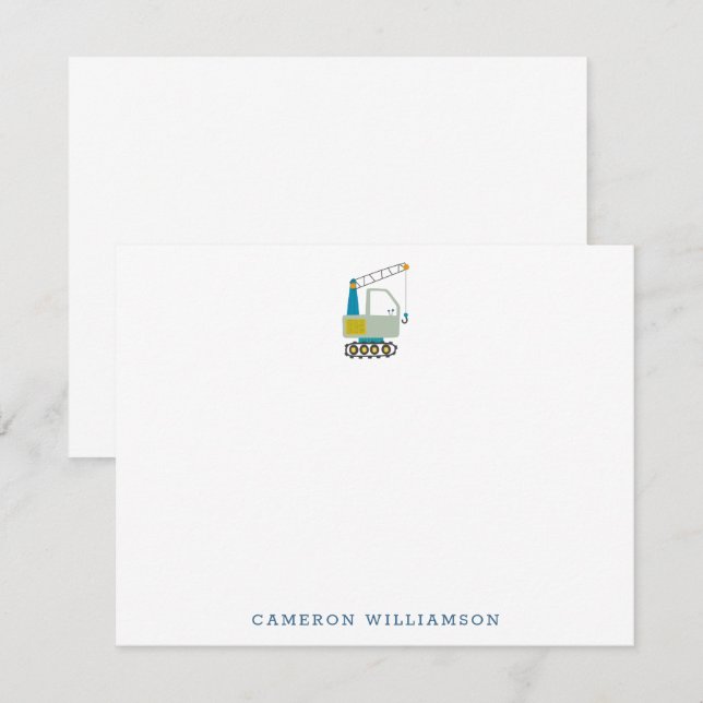 Blue Forklift Truck Art Personalized Stationery   Thank You Card (Front/Back)