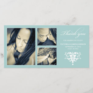 BLUE FORMAL COLLAGE   WEDDING THANK YOU CARD