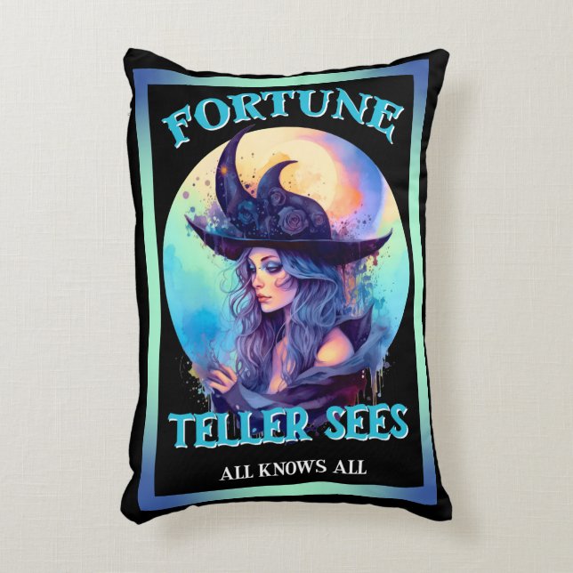 Blue Fortune Teller _ Halloween Accent Pillow (Front(Vertical))