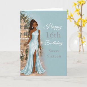 Blue Fountain Sweet Sixteen Birthday Card