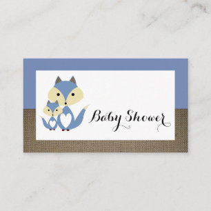Blue Fox Burlap Baby Shower Invitation
