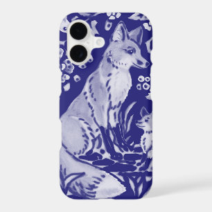 Blue Fox Tile Art Unique Woodland Animal Delft