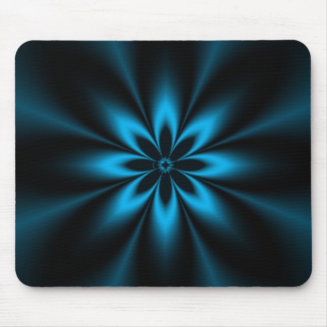 Blue Fractal Burst Mouse Pad (Front)