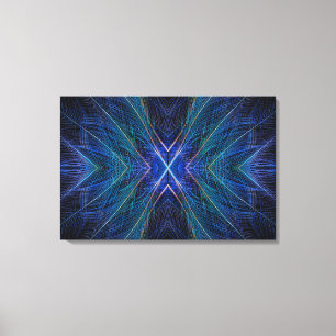 Blue Fractal Feather Design Canvas Print