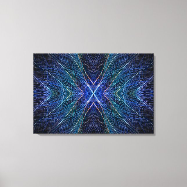 Blue Fractal Feather Design Canvas Print (Front)