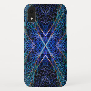 Blue Fractal Feather Design iPhone XR Case