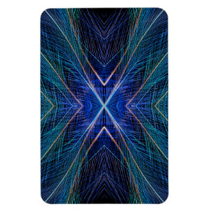 Blue Fractal Feather Design Magnet