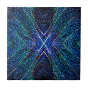 Blue Fractal Feather Design Tile