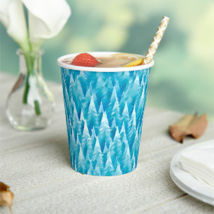 Blue Fractal Forest Coffee Paper Cups