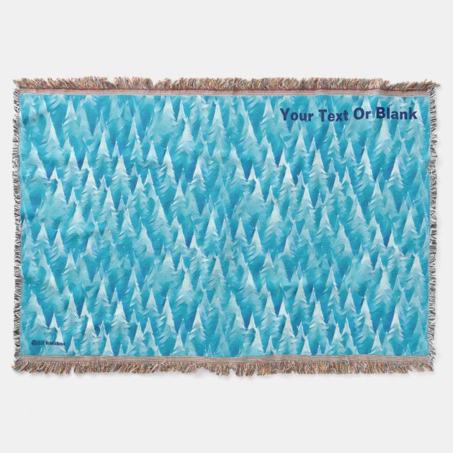Blue Fractal Forest Throw Blanket (Front)