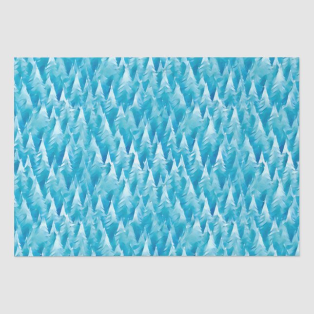 Blue Fractal Forest Tissue Paper (Front)