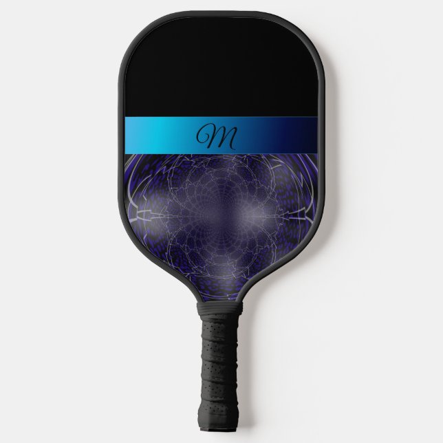 Blue Fractal Monogram Pickleball Paddle (Back)