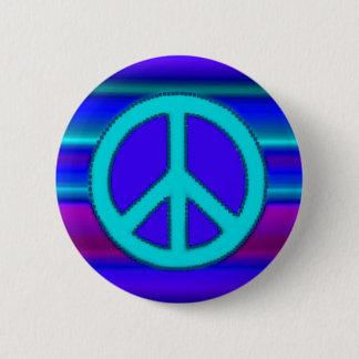 Blue Fractal & Peace Sign 2 Inch Round Button