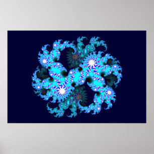 Blue fractal poster