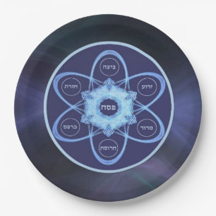 Blue Fractal Seder Plate