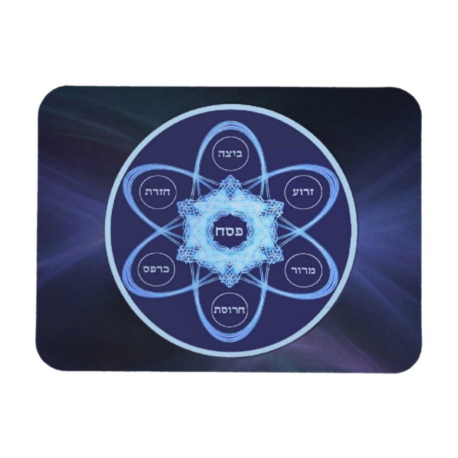 Blue Fractal Seder Plate Magnet (Horizontal)